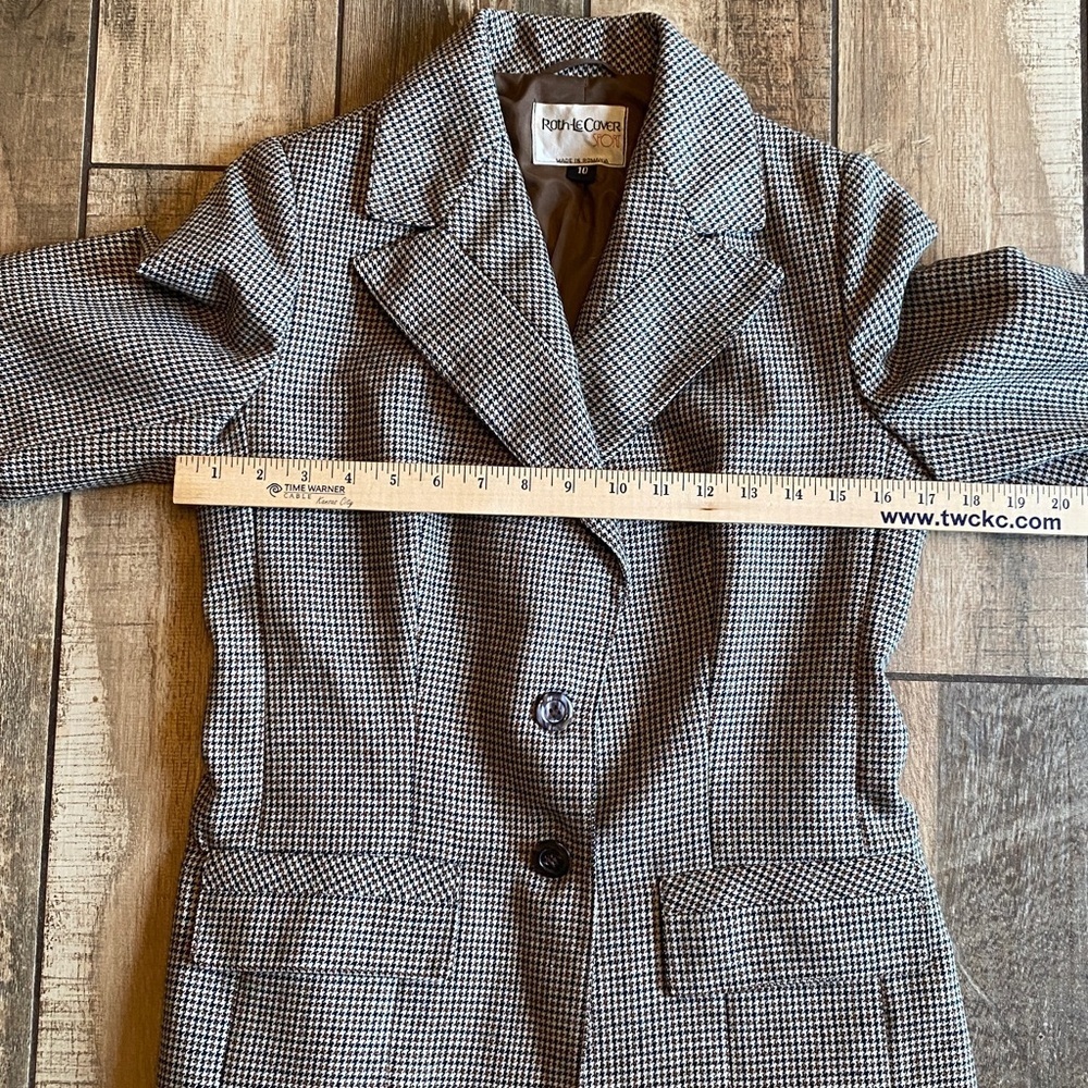 Vintage Roth-Lecover Black and Brown Houndstooth Blazer wool/polyester - Picture 11 of 13